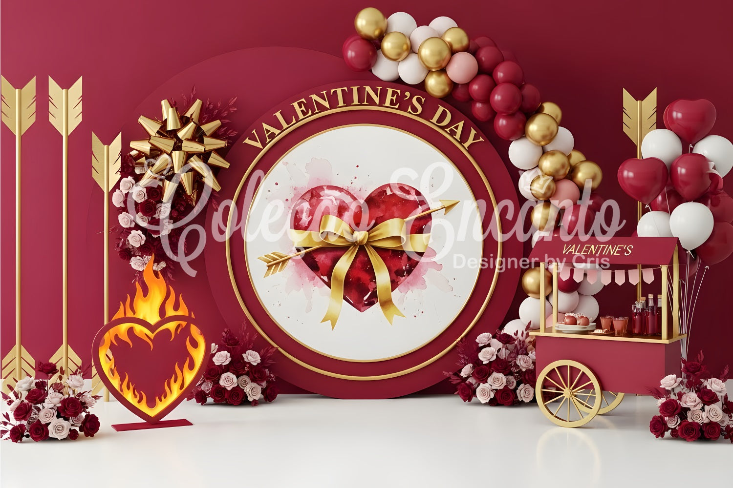 Toile de fond Saint Valentin Élégance Cadeau Cœur avec Nœud Par Magali