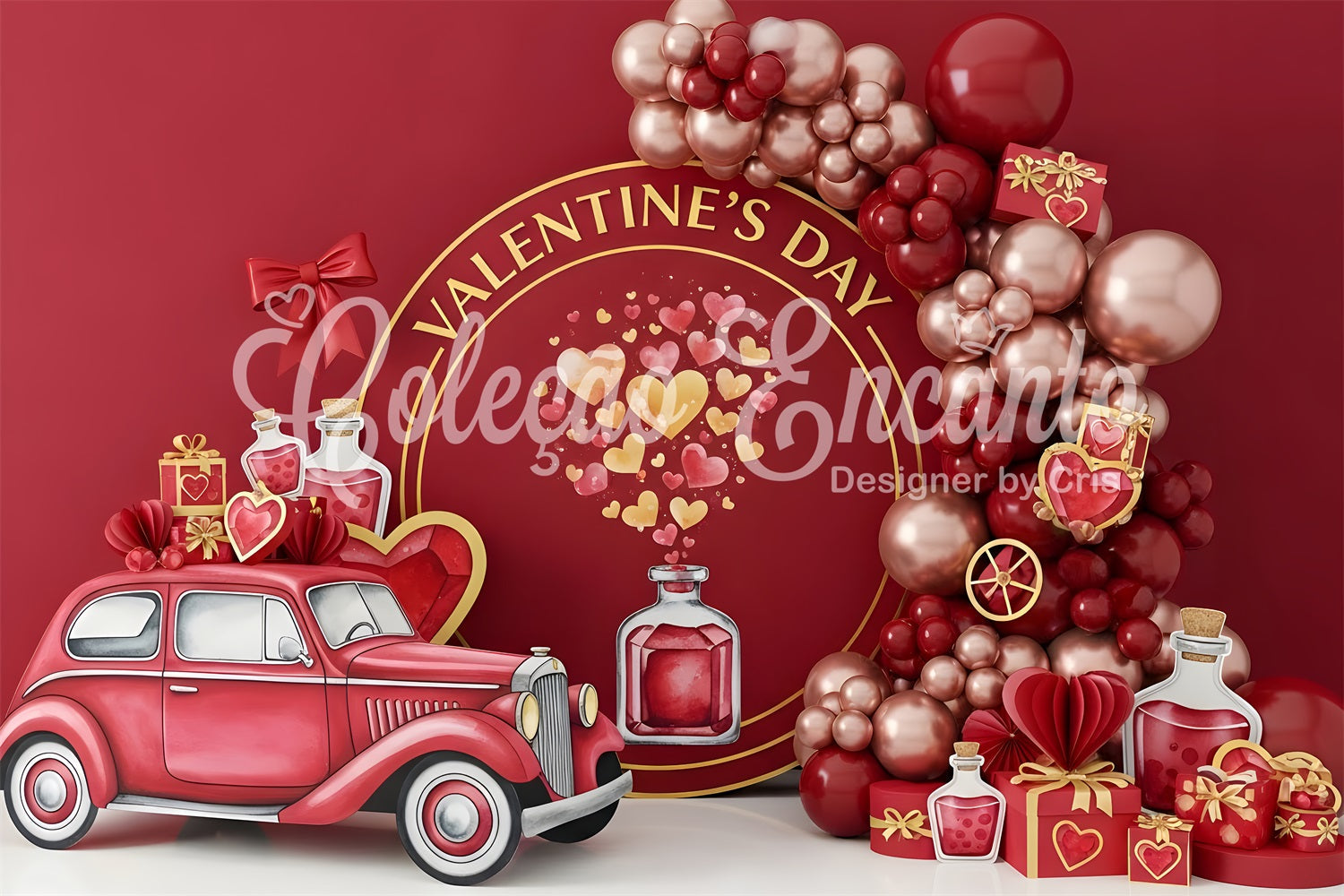 Toile de fond St Valentin Voiture Vintage de Potion d’Amour Par Magali
