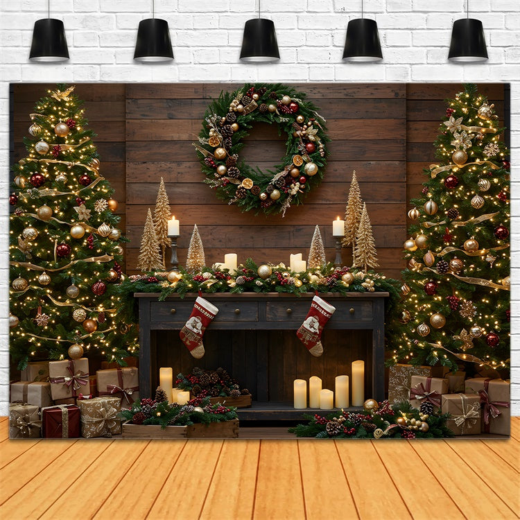 Toile de fond Noël Cheminée Bougies Ambiance Festive par Magali