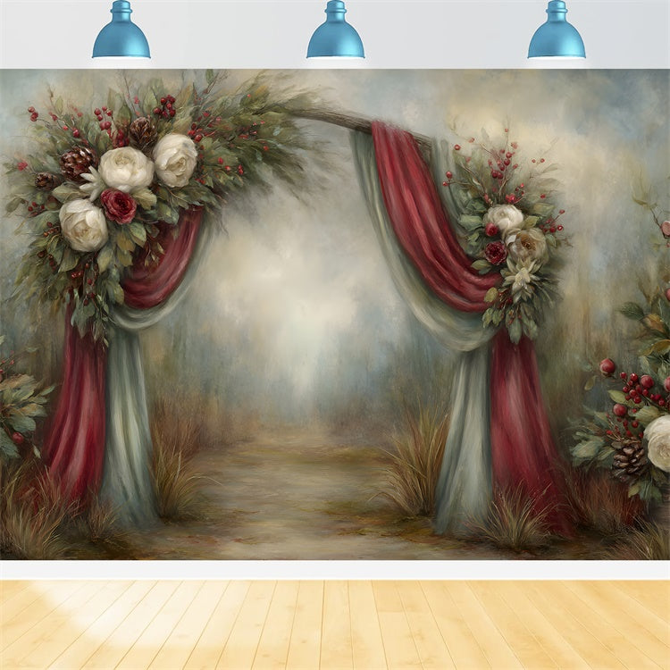 Toile de fond Noël Arche Florale Rustique par Magali