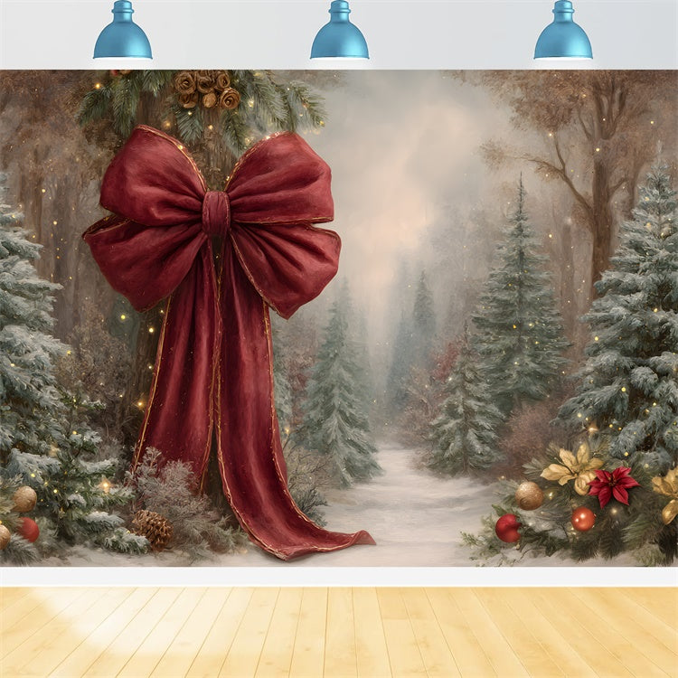 Toile de fond Photo Noël Nœud Rouge Sapin de Noël par Magali