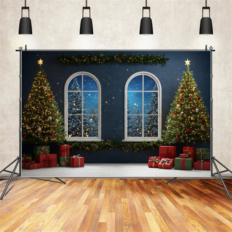 Toile de fond Photo Noël Veille Fenêtre Arbre Illuminé par Magali