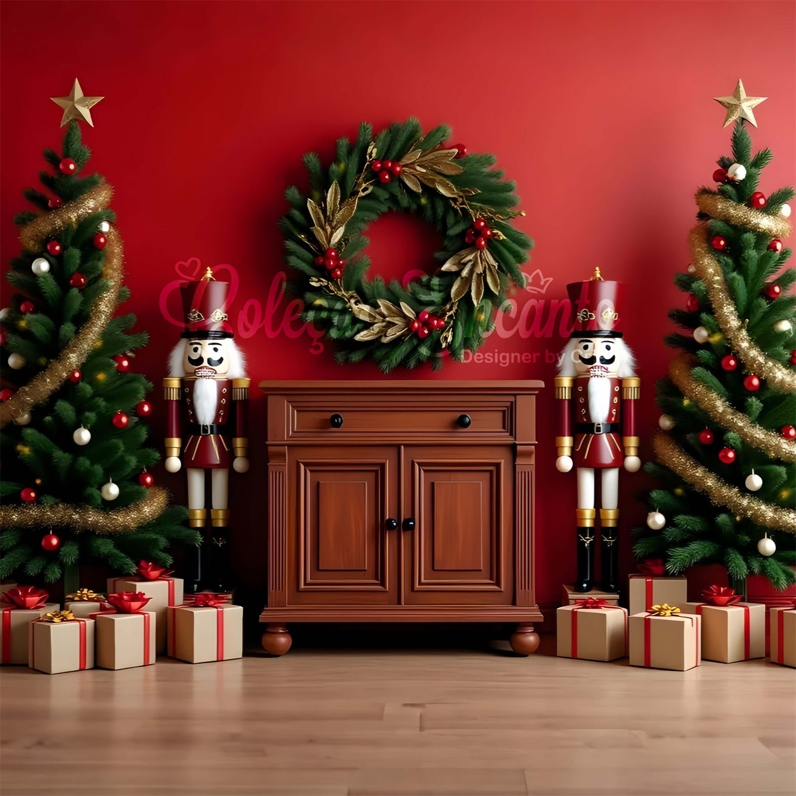 Toile de fond Noël Arbres Jumeaux Célébration Casse-Noisette par Magali