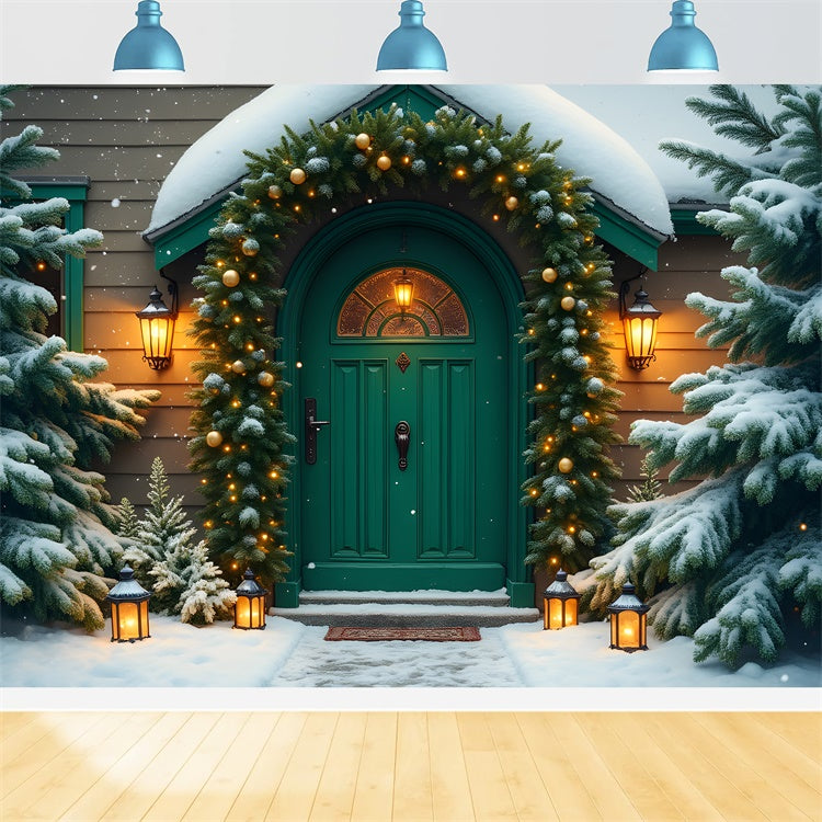Toile de fond Noël Porte Verte Fête par Magali