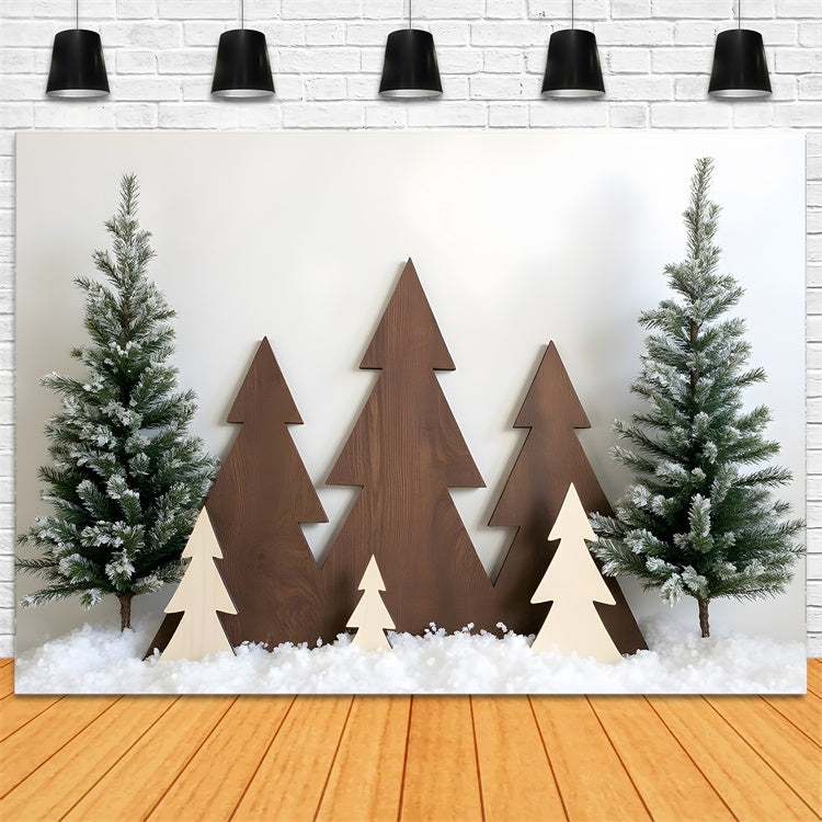 Toile de fond Noël Idées Forêt Enneigée en Bois par Magali