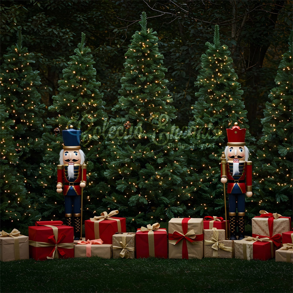 Toile de fond Noël Casse-Noisette Cadeaux Sapins Scintillants par Magali
