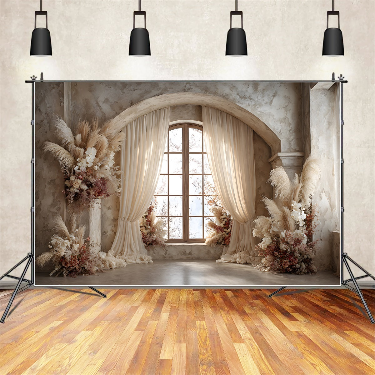 Toile de fond Fête des Mères Fenêtre Pampas Florales Bohème Par Magali