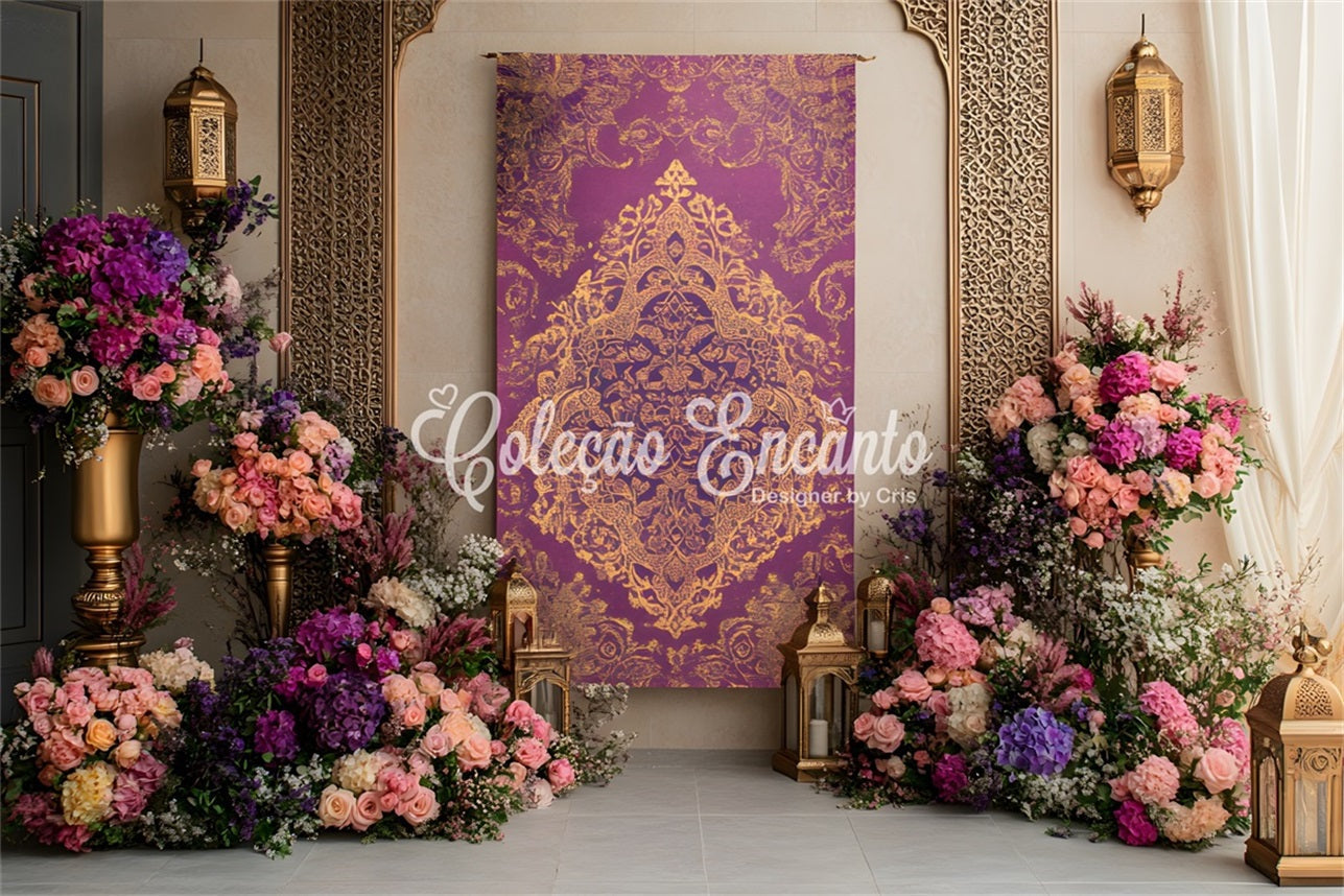Fond Studio Fête des Mères Élégance Florale Violet Or Par Magali