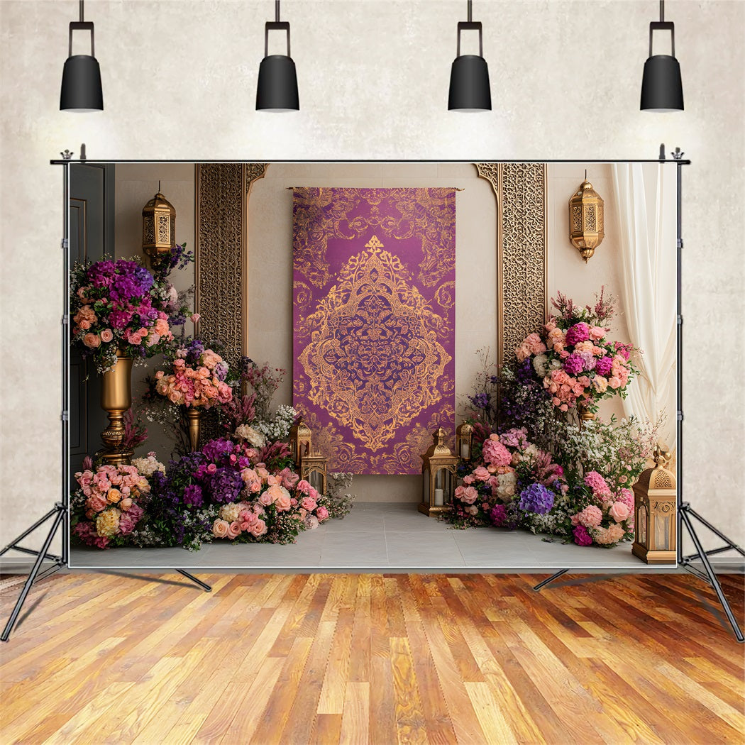 Fond Studio Fête des Mères Élégance Florale Violet Or Par Magali