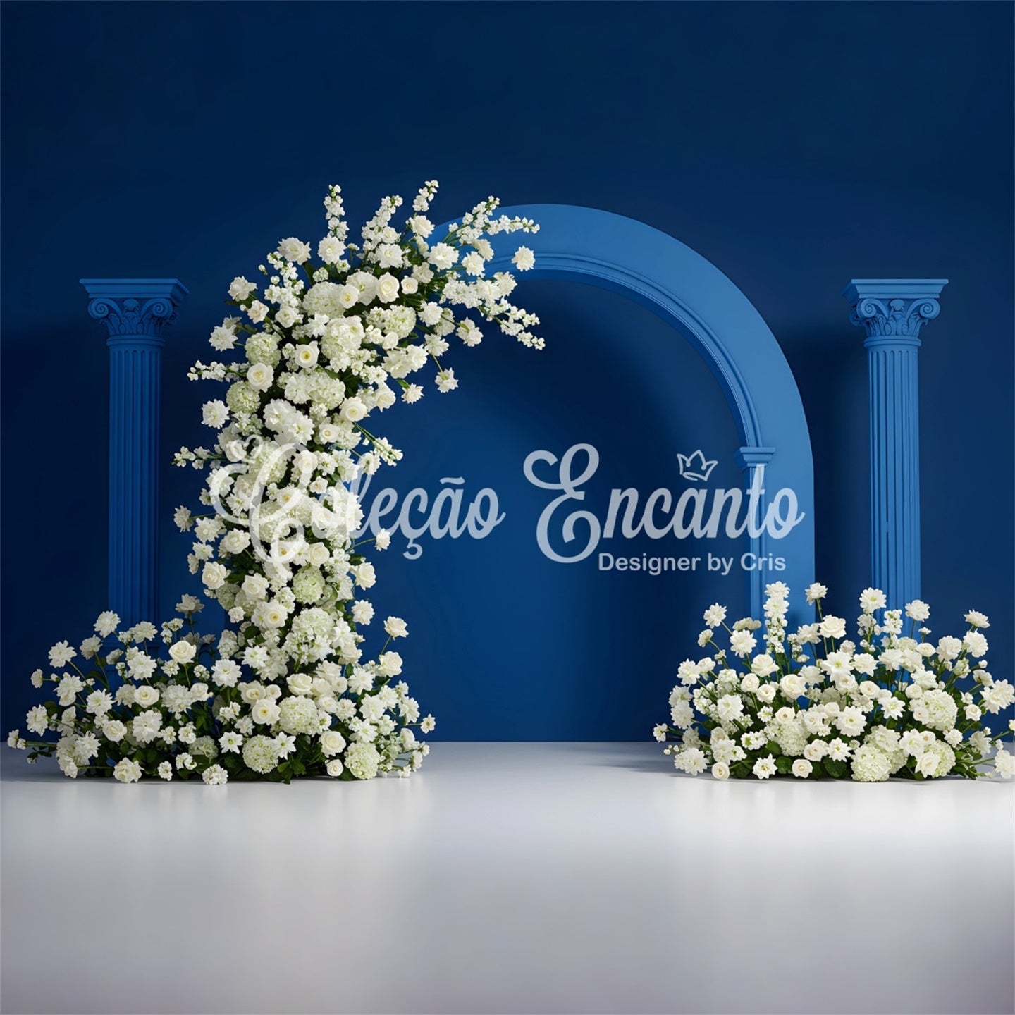 Fond Photo Fête des Mères Arche Bleue Fleurs Blanches Par Magali