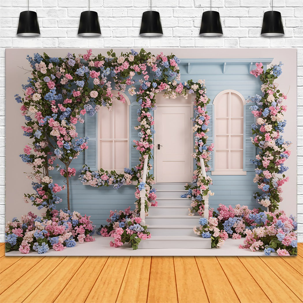 Fond Studio Fête des Mères Maison Florale Bleue Par Magali
