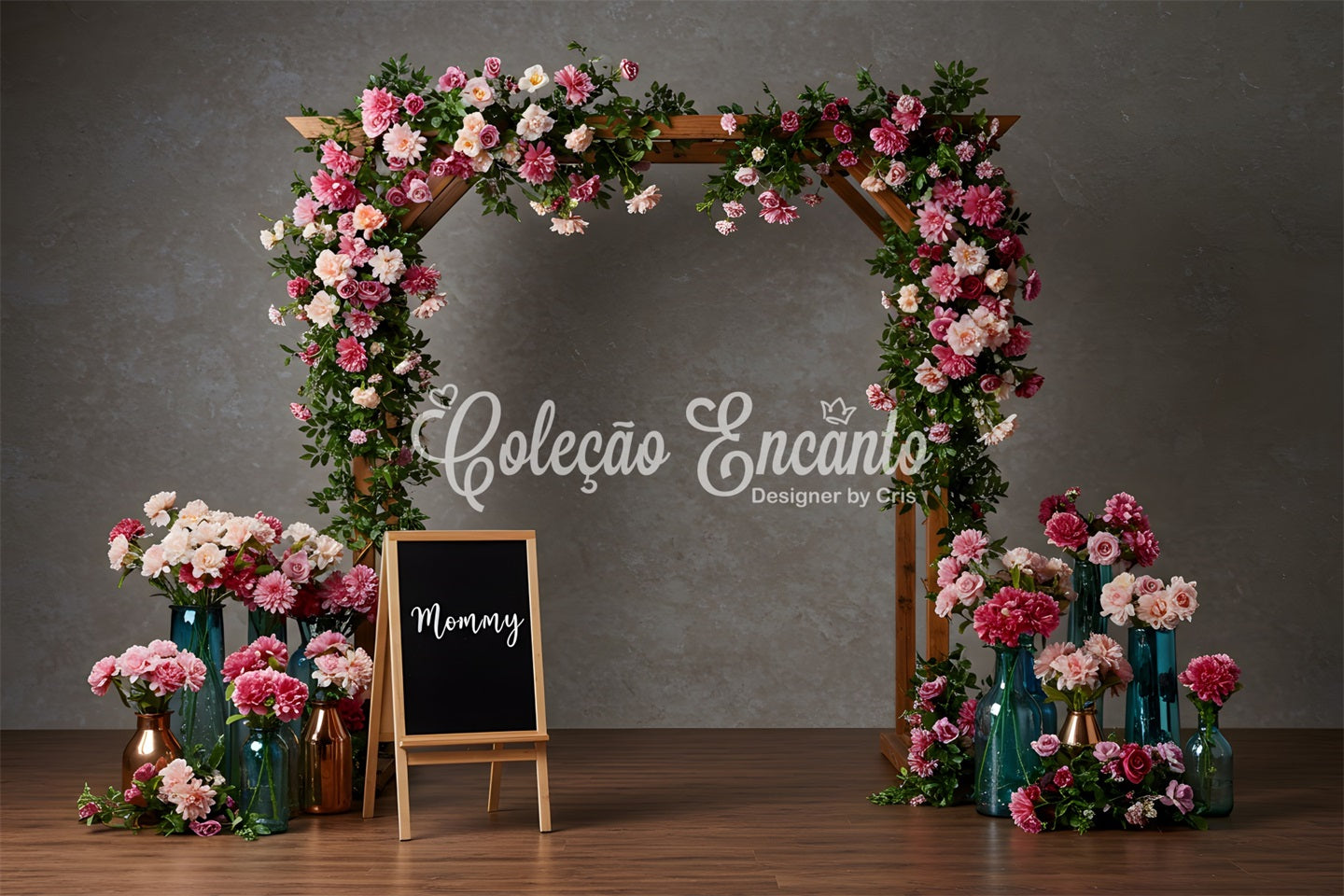 Toile de fond Studio Fête des Mères Arche Florale Rose Par Magali