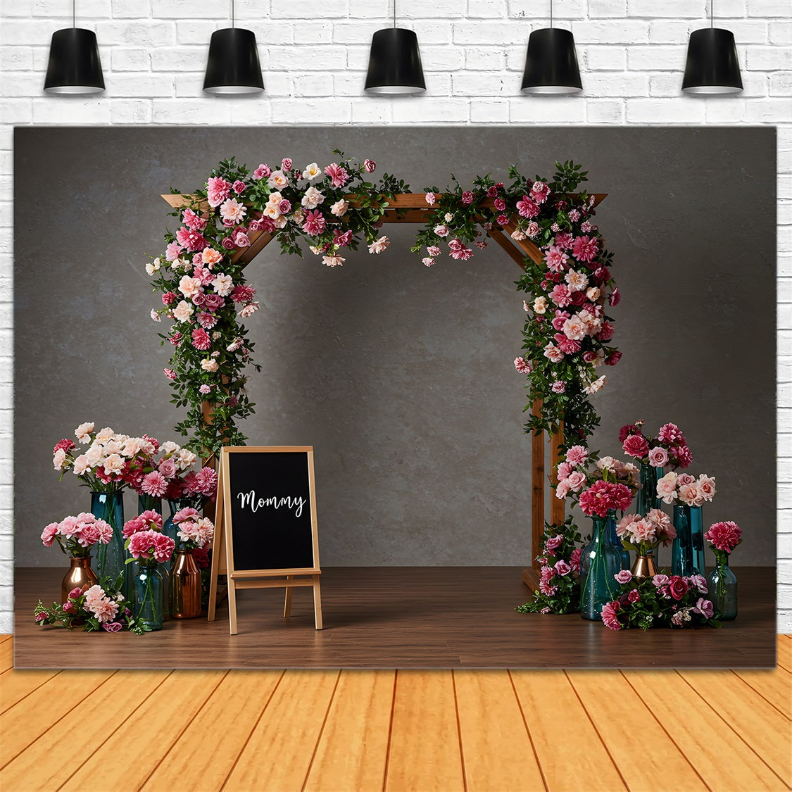 Toile de fond Studio Fête des Mères Arche Florale Rose Par Magali