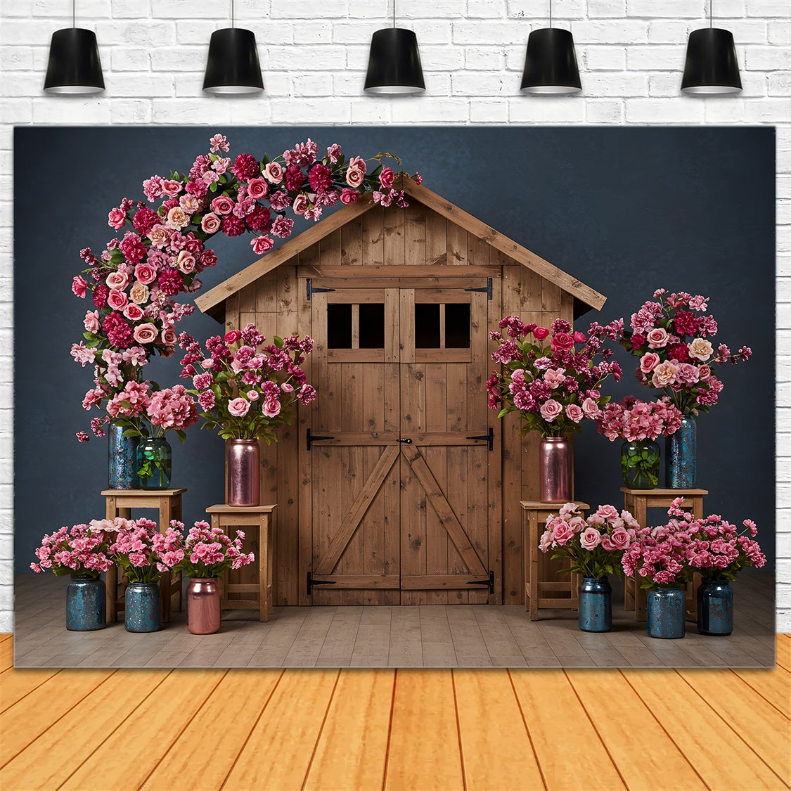 Toile de fond Photo Fête des Mères Porte Grange Florale Rose Par Magali