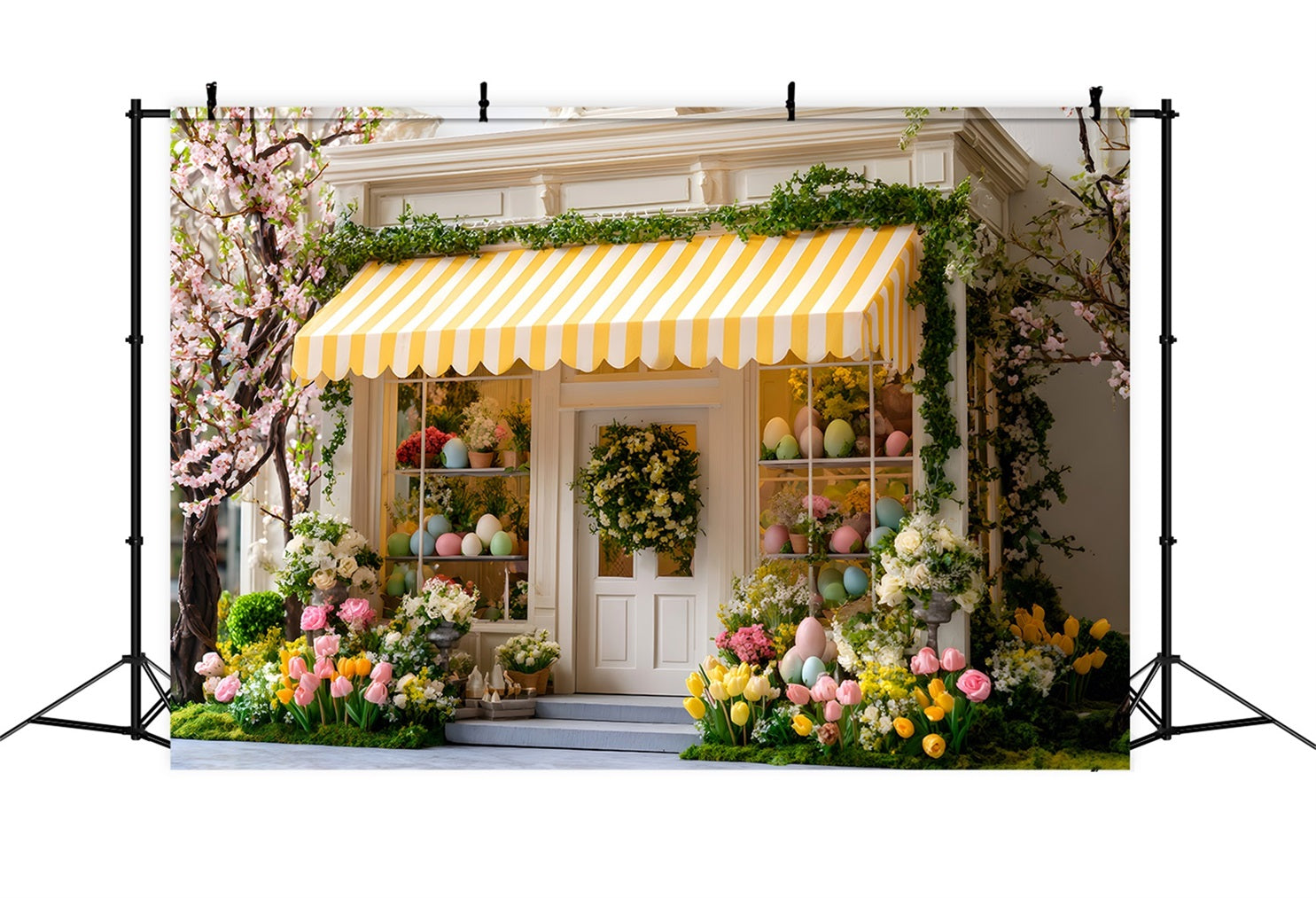 Toile de fond Photo Pâques Floraison Cerisier Auvent Jaune Par Magali