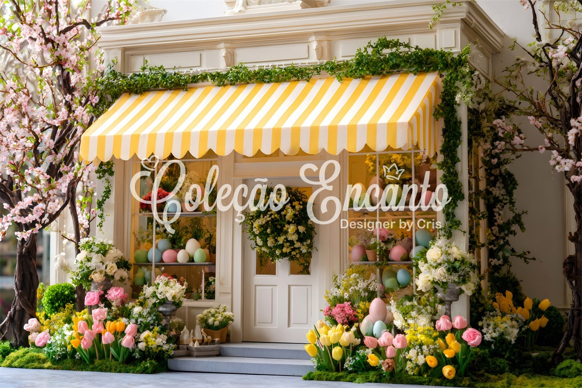 Toile de fond Photo Pâques Floraison Cerisier Auvent Jaune Par Magali