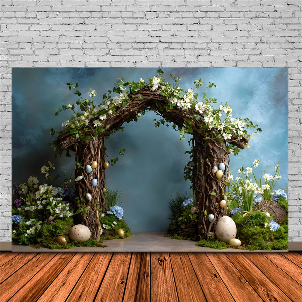 Toile de fond Pâques Arche Branches Œufs Mousseux Par Magali