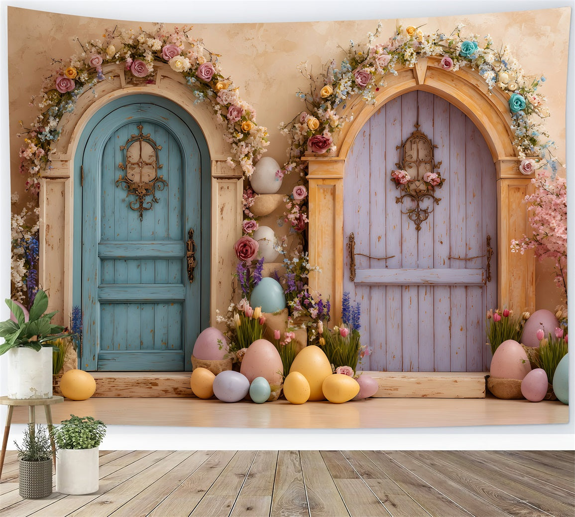 Fond Studio Pâques Portes Doubles Fleurs Épanouies Par Magali