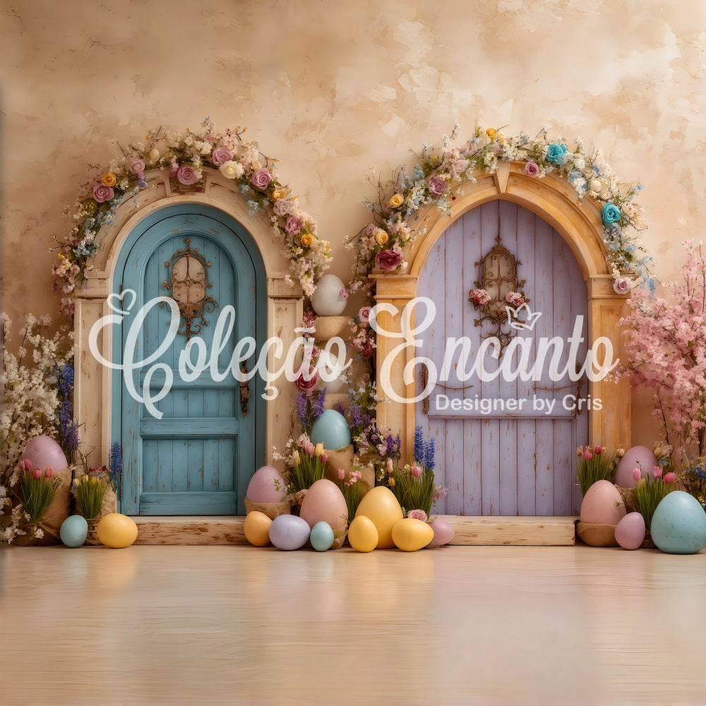 Fond Studio Pâques Portes Doubles Fleurs Épanouies Par Magali