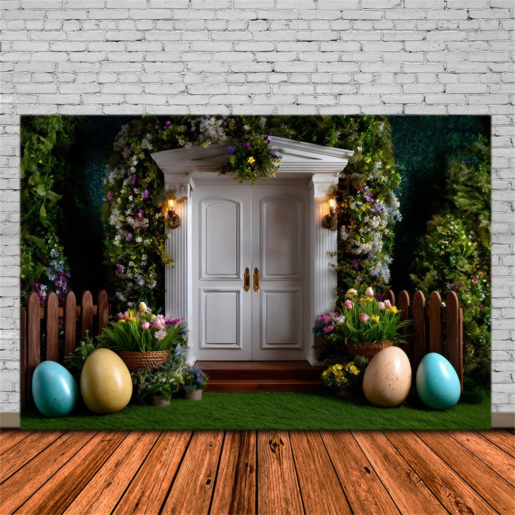 Fond Photo Pâques Porte Blanche Œufs Tulipees Par Magali