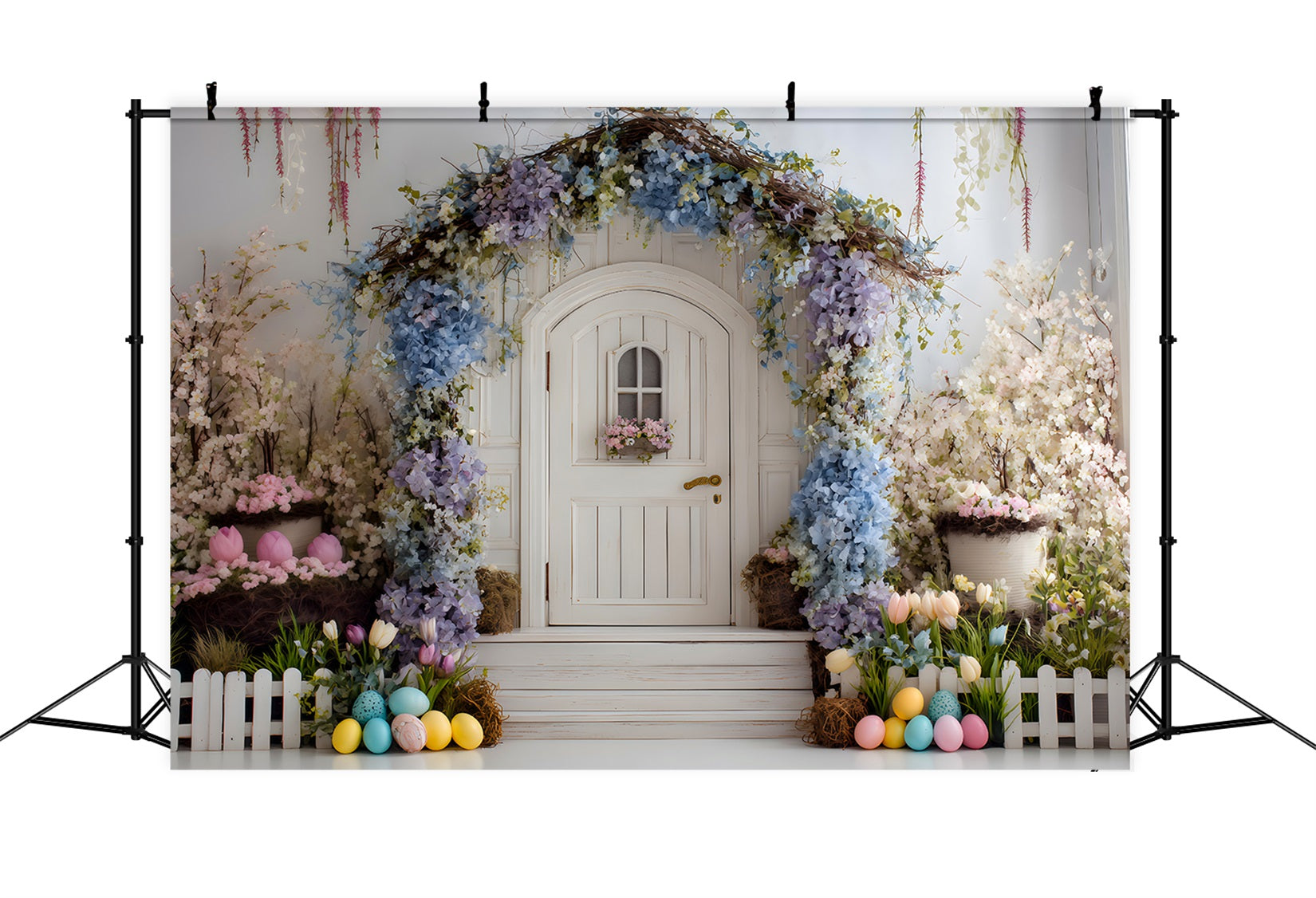 Toile de fond Pâques Arche Bleue Porte Blanche Par Magali
