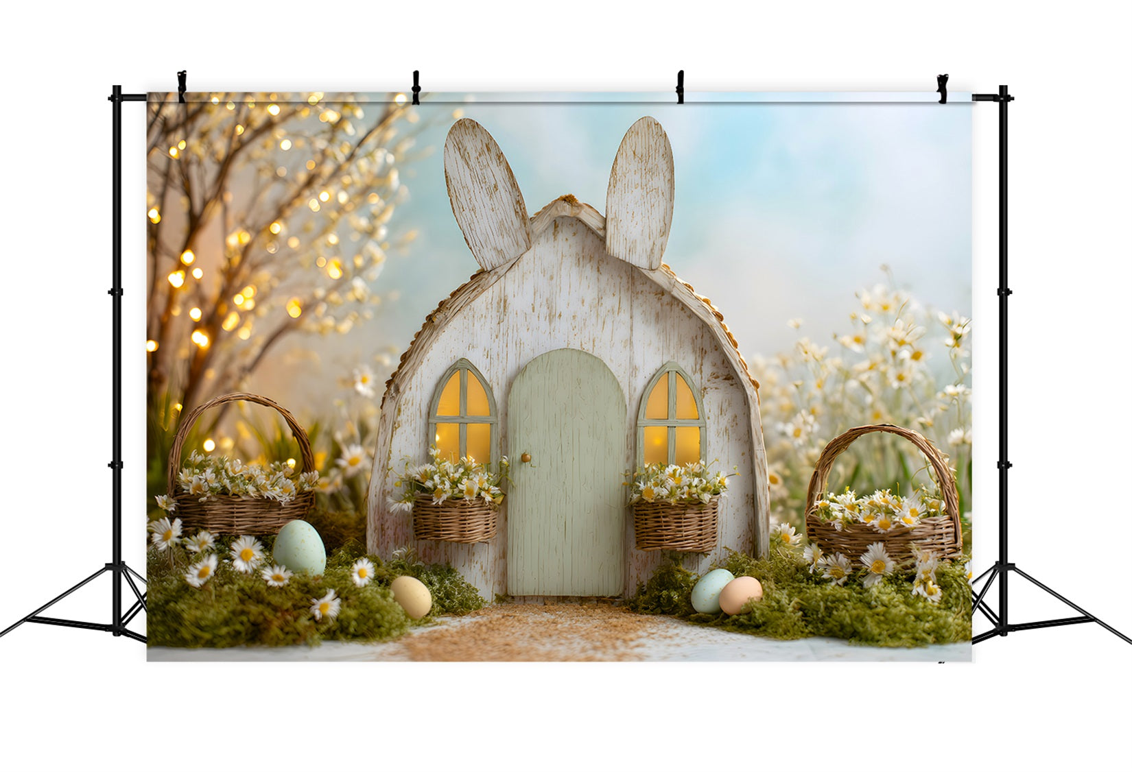 Fond Photo Pâques Maison Lapin Œufs Marguerites Par Magali