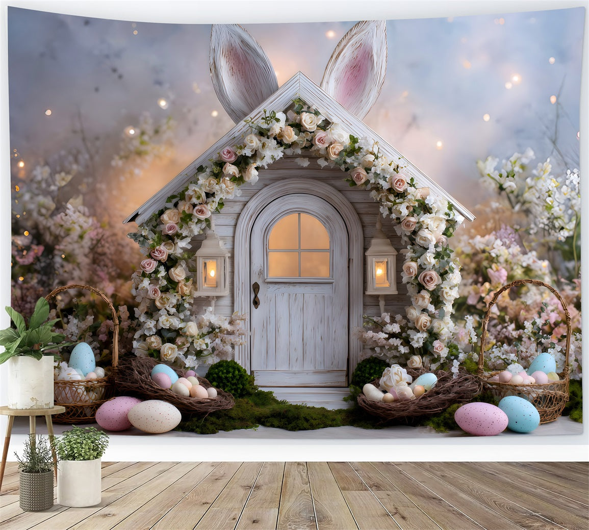 Fond Studio Pâques Lapin Floral Nids Œufs Par Magali