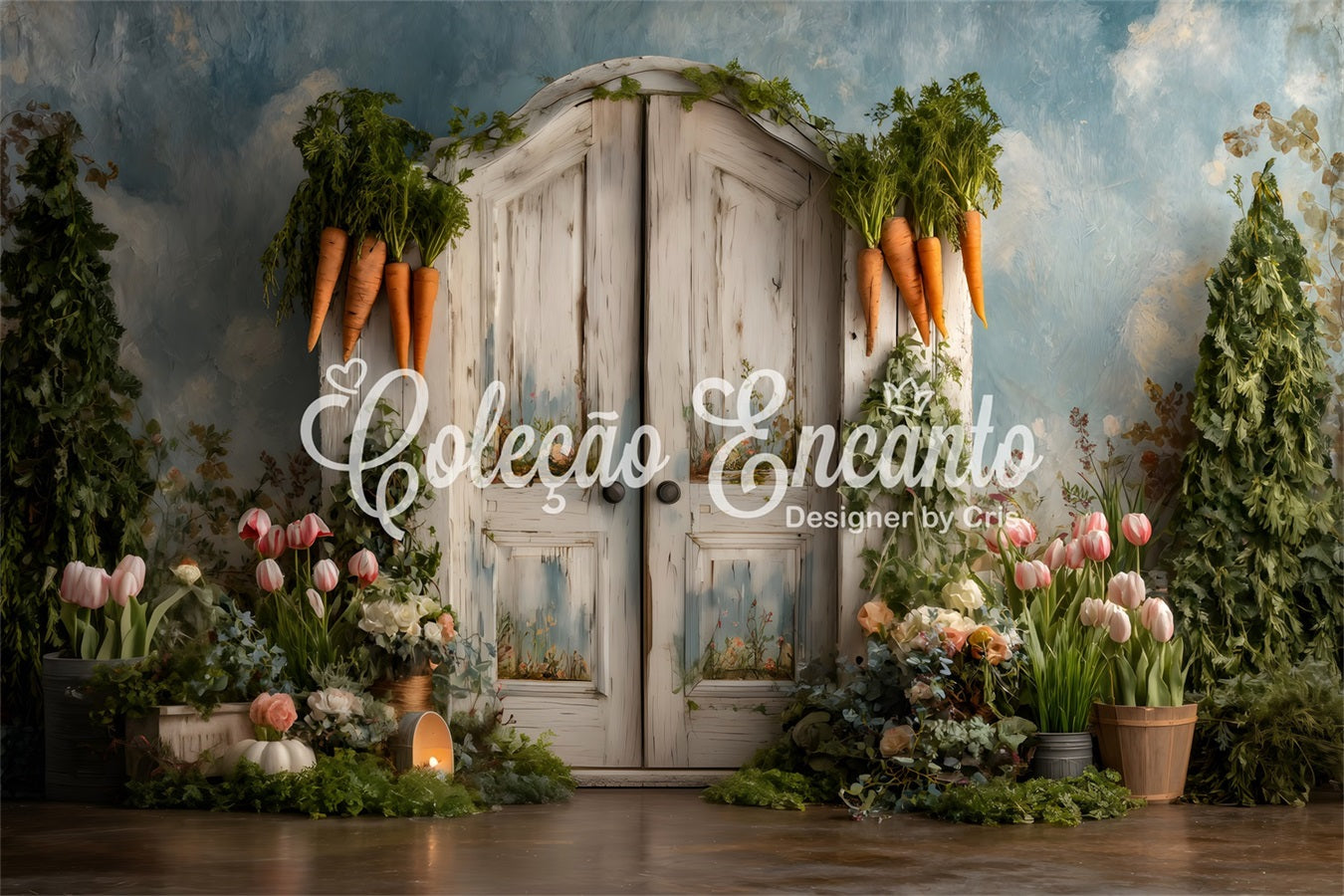Toile de fond Photo Pâques Porte Arche Tulipees Fleurs Par Magali