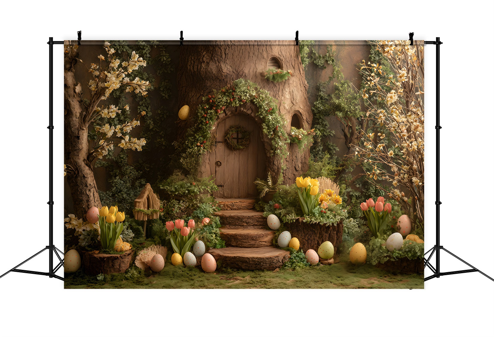 Fond Photo Pâques Porte Arbre Œufs Fleurs Par Magali