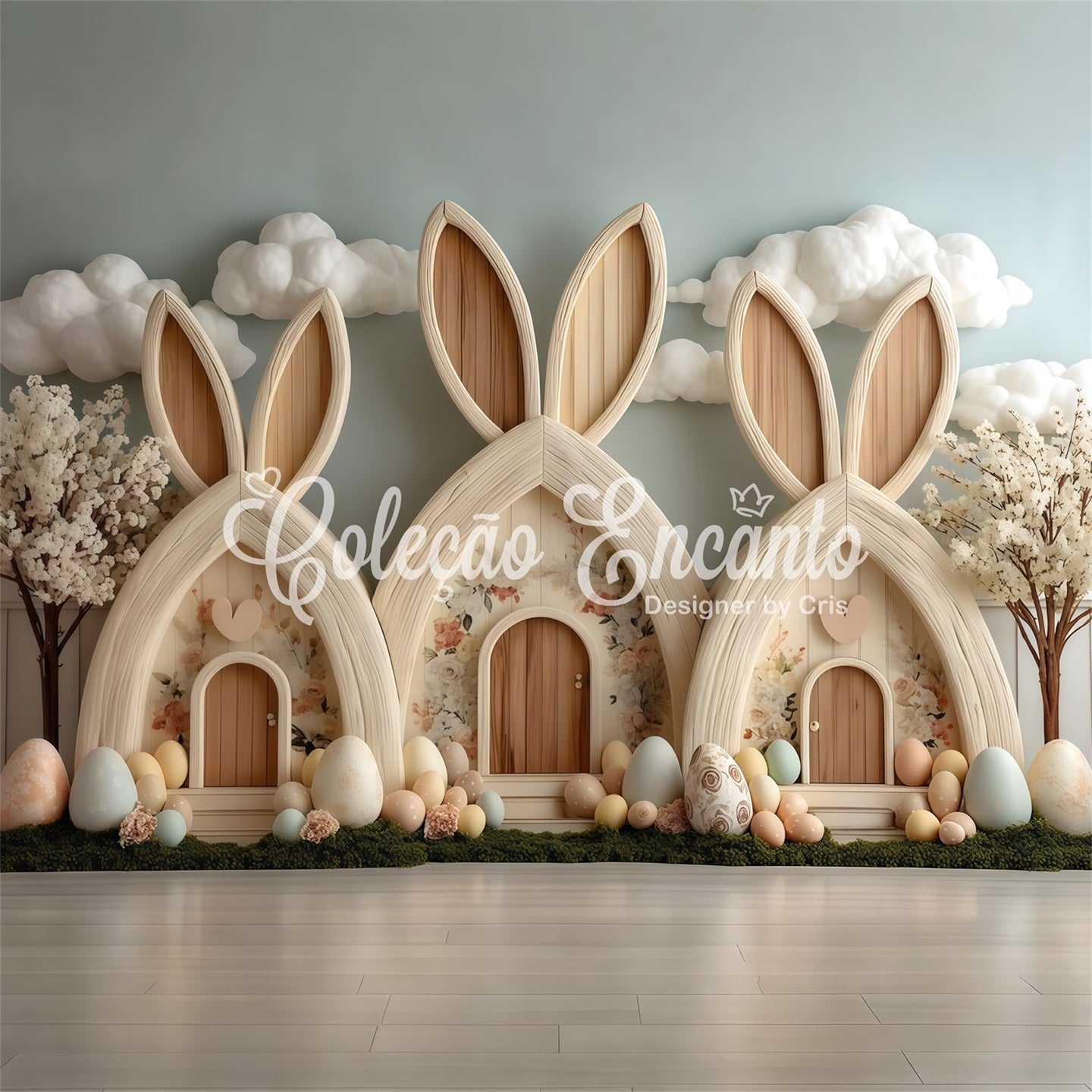 Fond Photo Pâques Présentation Village Cottage Lapin Pastel Par Magali