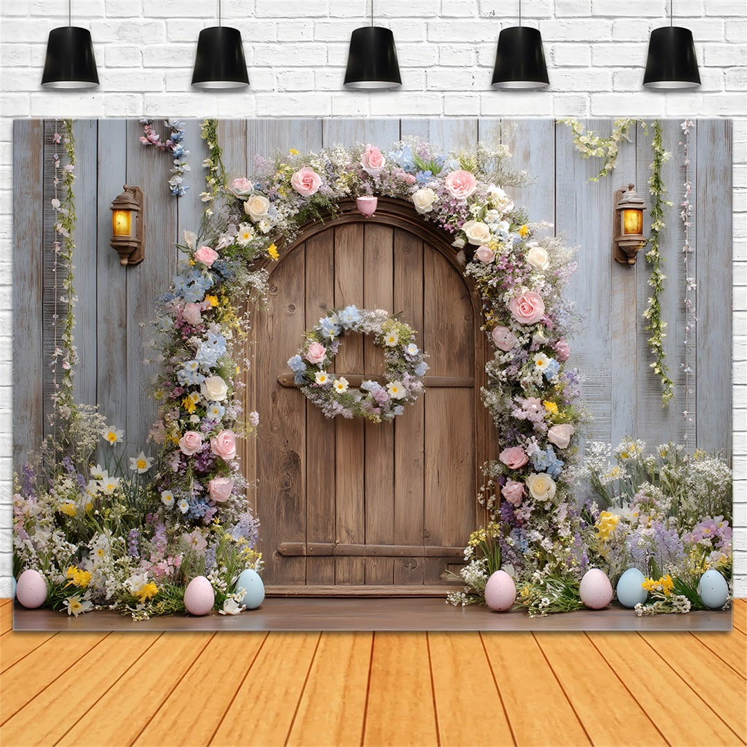 Toile de fond Photo Pâques Porte Bois Florale Rustique Par Magali