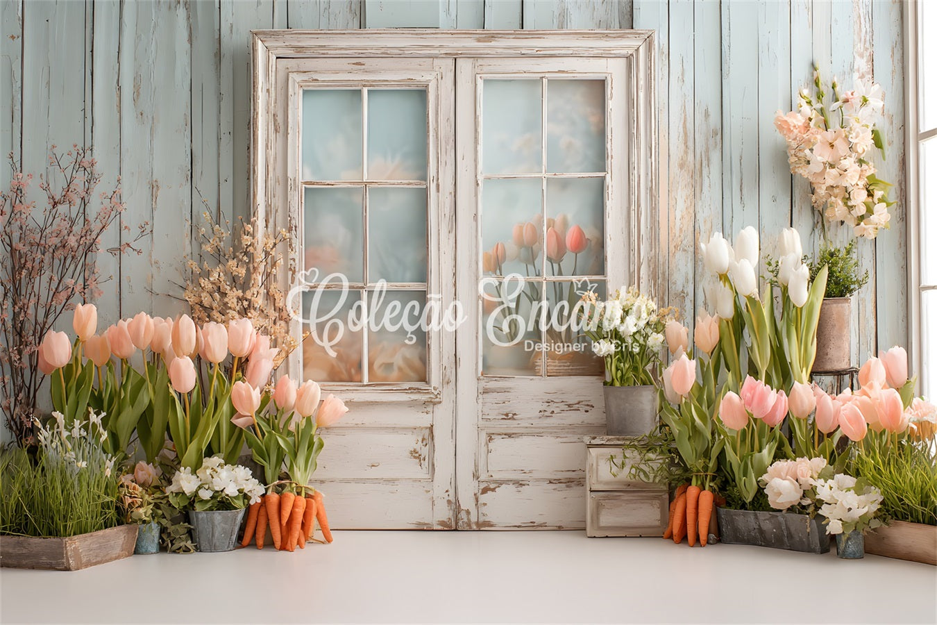 Fond Studio Pâques Fenêtre Vintage Charme Jardin Par Magali