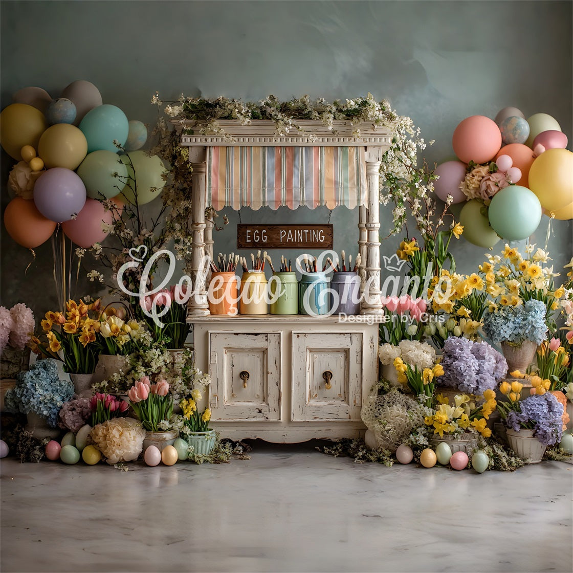 Fond Photo Pâques Stand Peinture Œufs Ballons Pastel Par Magali