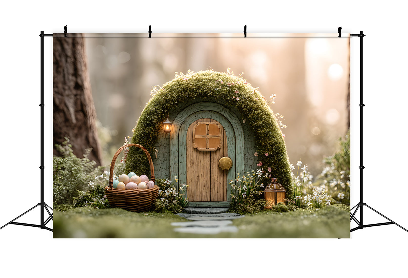Fond Studio Pâques Cottage Fée Forêt Dorée Mousse Par Magali