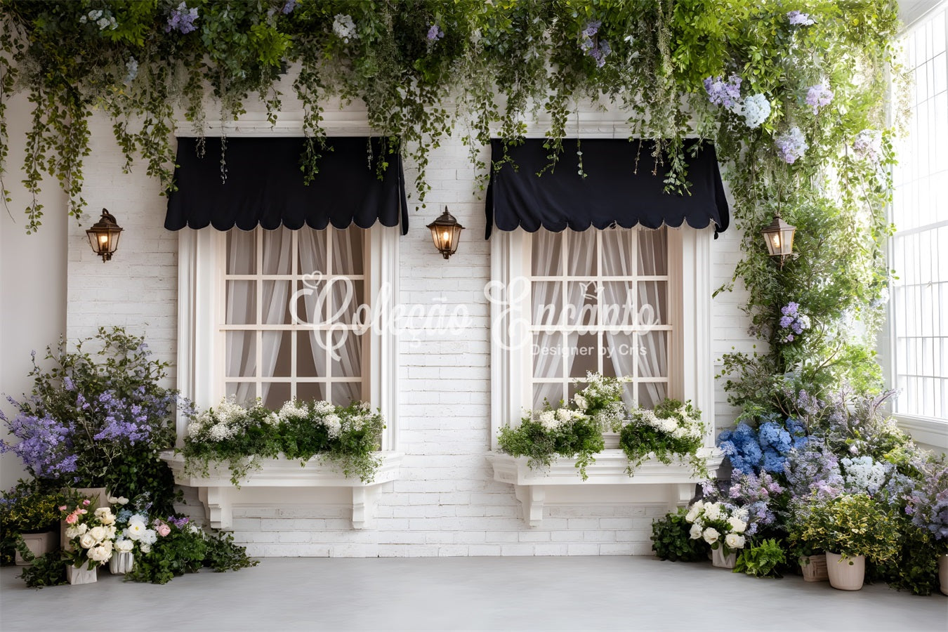 Toile de fond Pâques Fenêtres Florales Auvent Noir Élégant Par Magali