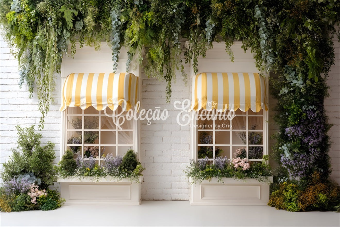 Toile de fond Photo Pâques Fenêtres Jardin Auvent Jaune Rayé Par Magali