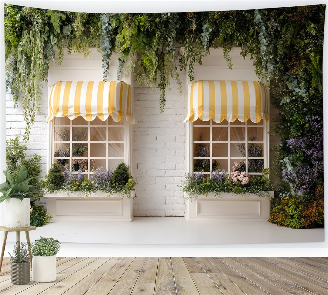 Toile de fond Photo Pâques Fenêtres Jardin Auvent Jaune Rayé Par Magali