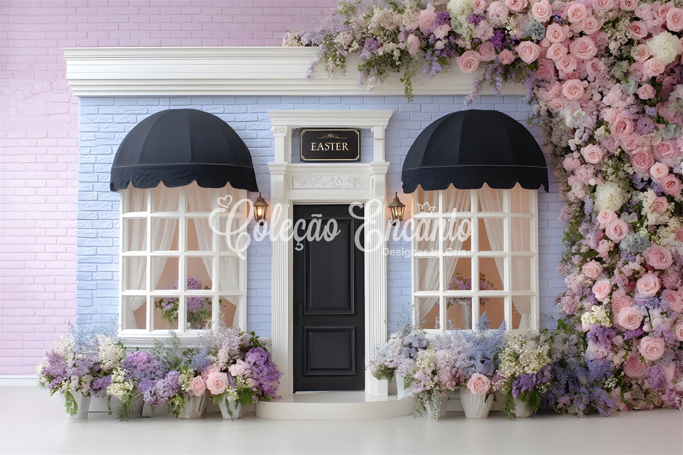 Fond Photo Pâques Porte Brique Florale Pastel Par Magali