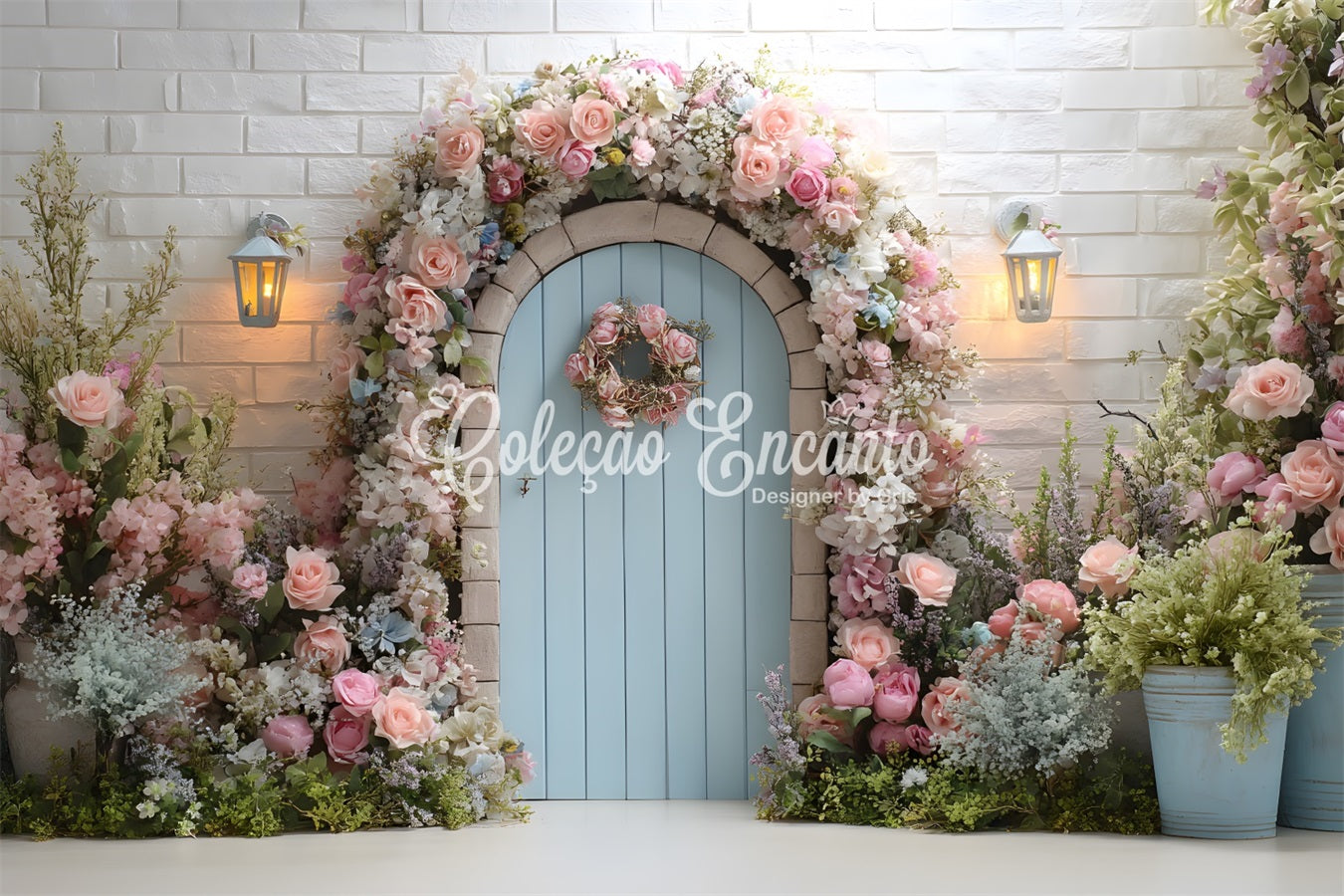 Fond Photo Pâques Arche Florale Porte Bleue Par Magali