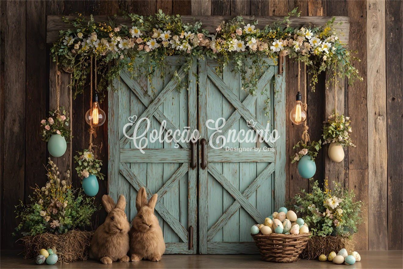 Fond Photo Pâques Porte Lapin Florale Œufs Par Magali