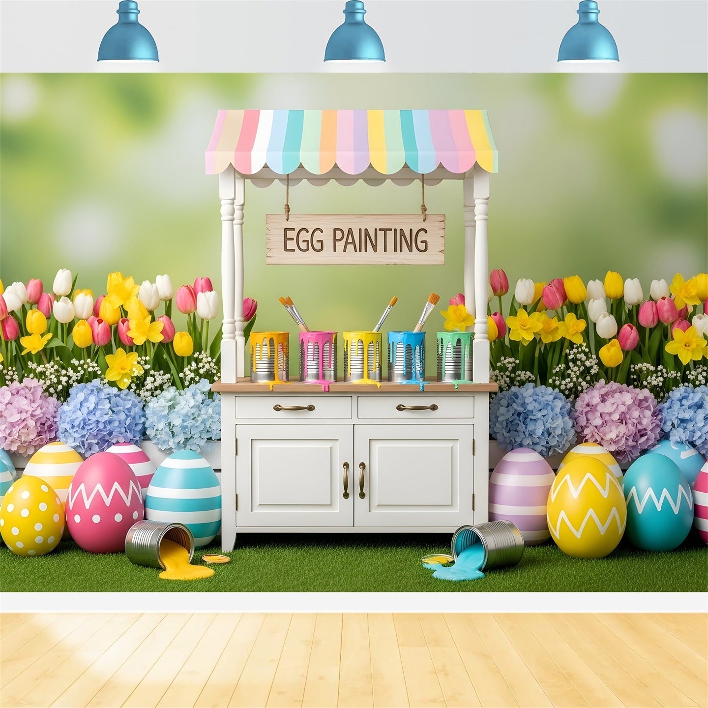 Fond Studio Pâques Étal Peinture Œufs Fleurs Par Magali