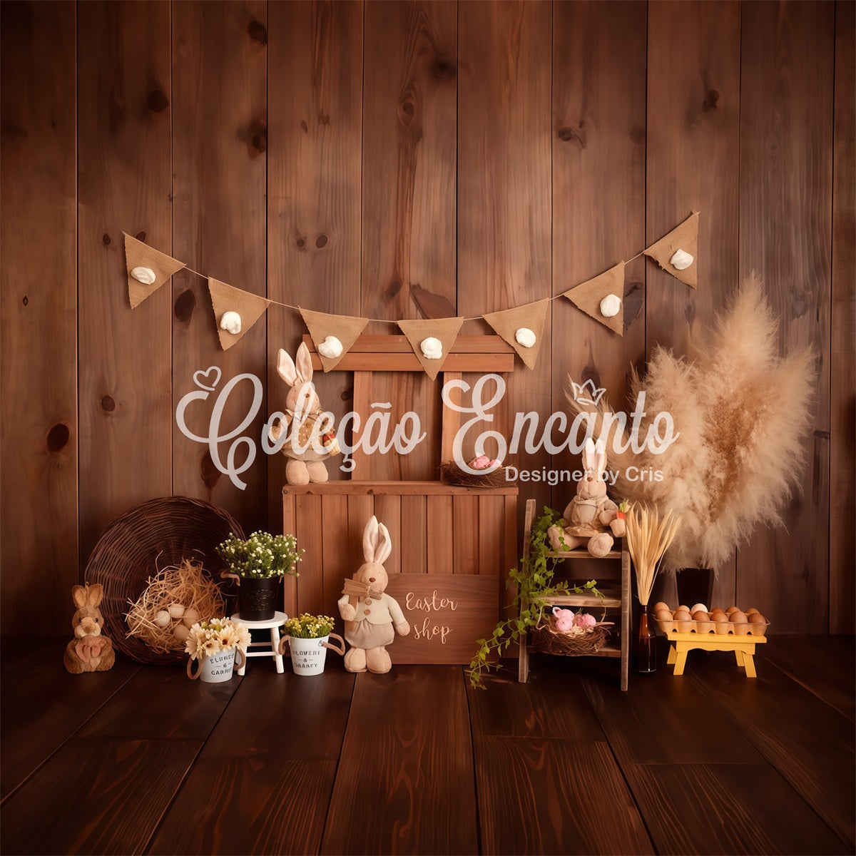 Toile de fond Photo Nouveau-né Présentation Boutique Lapin Rustique Par Magali