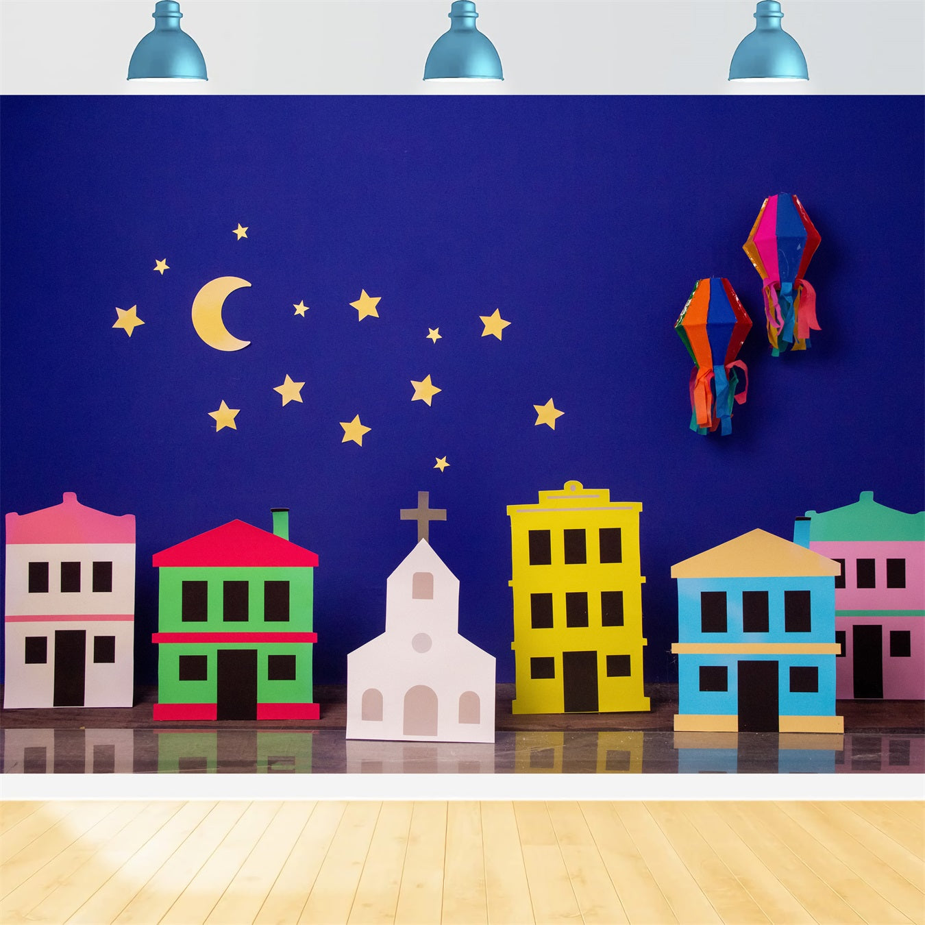 Fond Studio Nouveau-né Village Papier Nuit Étoilée Par Magali