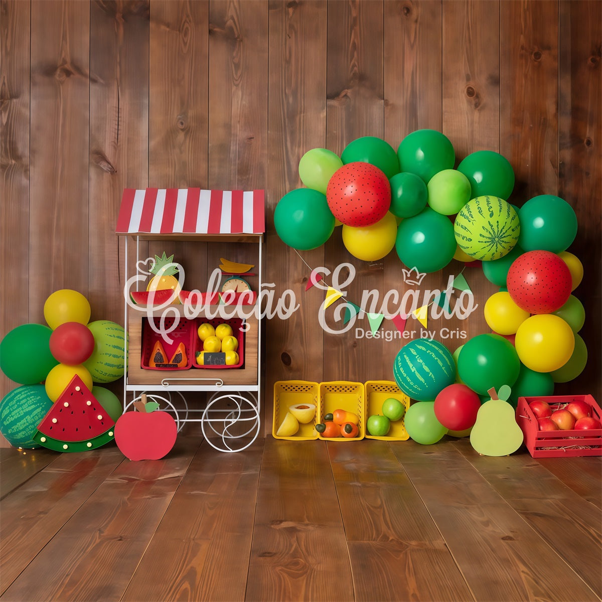 Toile de fond Nouveau-né Arche Ballons Stand Pastèques Par Magali