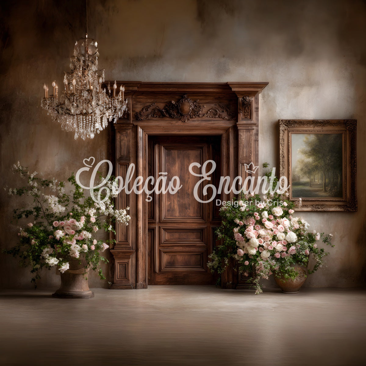 Fond Photo Fête des Mères Porte Bois Rustique Cascade De Fleurs Par Magali