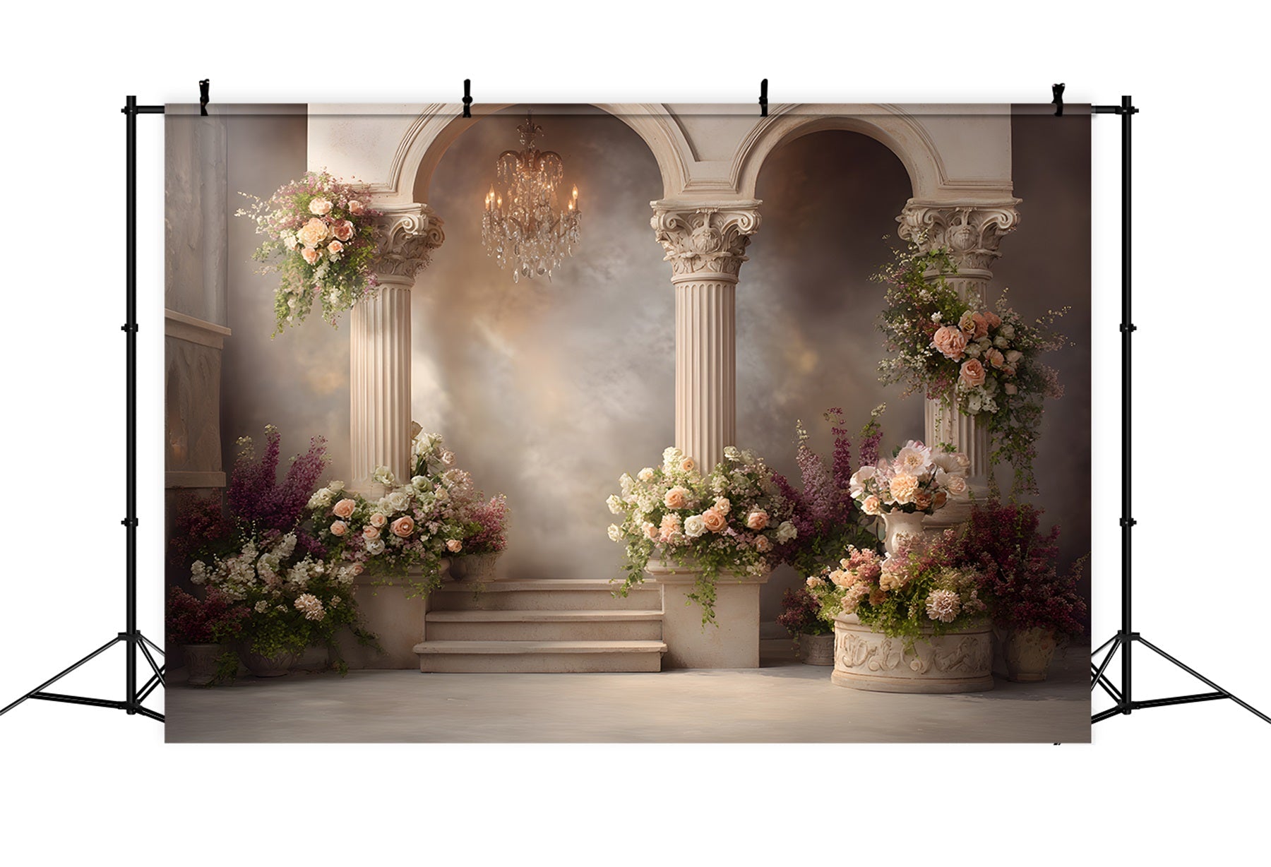 Fond Studio Fête des Mères Colonnes Pierre Classiques Florales Par Magali