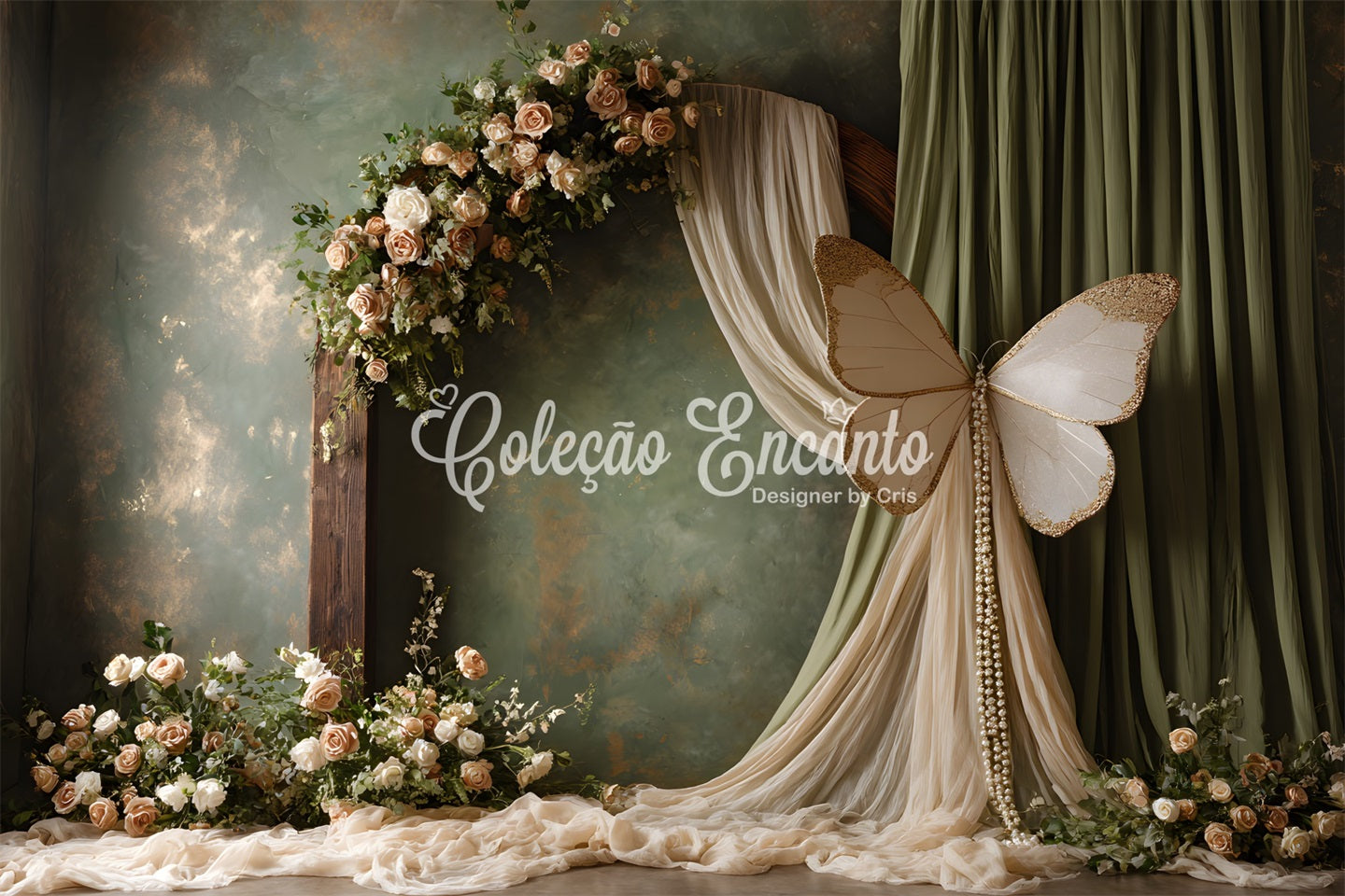 Fond Photo Fête des Mères Arche Florale Romantique Papillons Par Magali