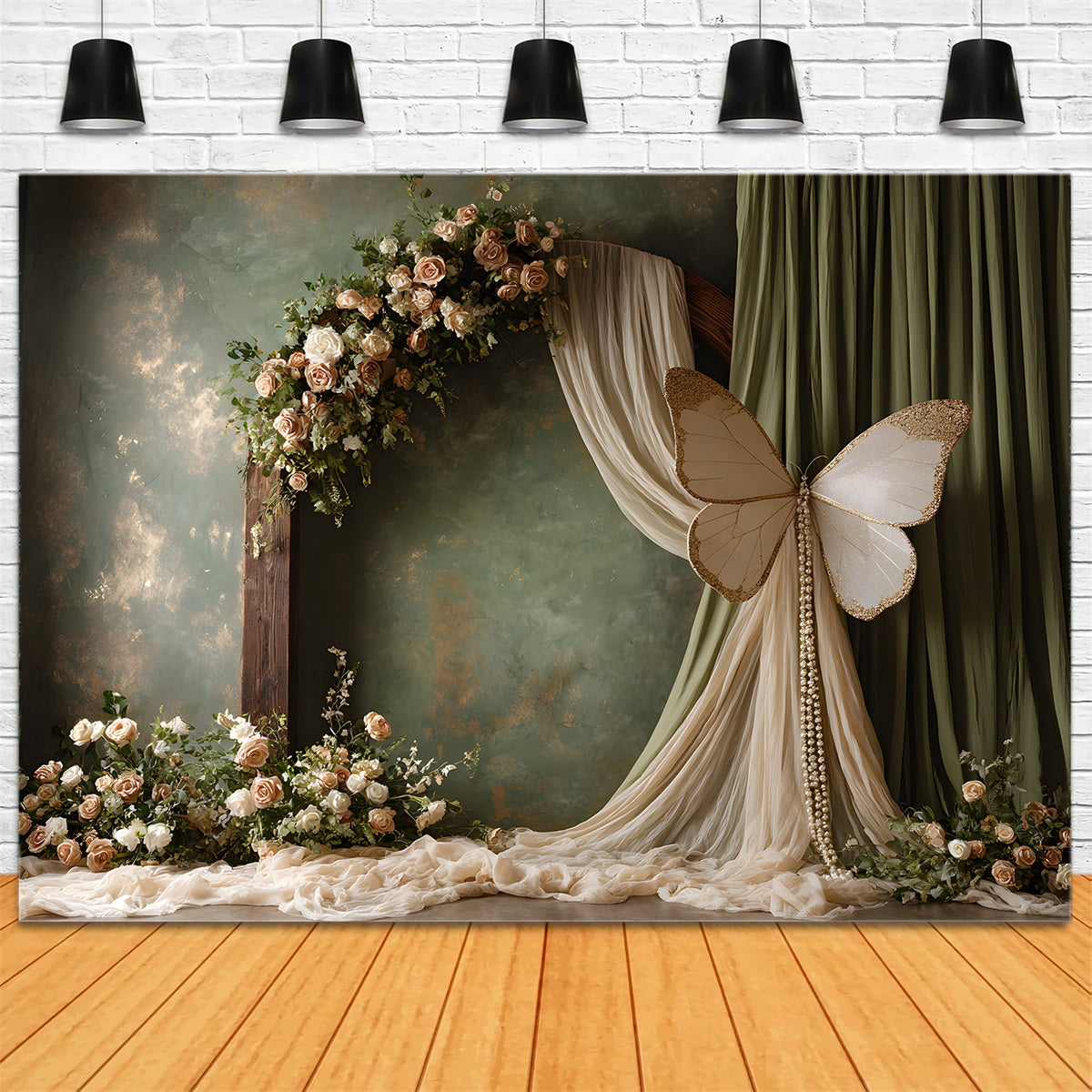 Fond Photo Fête des Mères Arche Florale Romantique Papillons Par Magali
