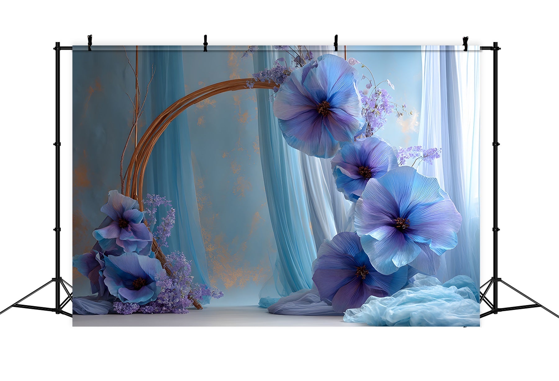 Toile de fond Fête des Mères Arche Florale Violette Papillons Par Magali