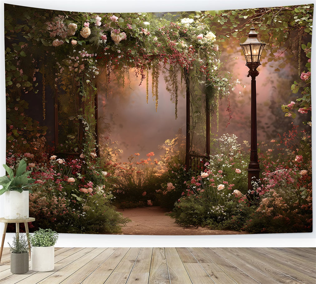 Fond Studio Fête des Mères Arche Florale Lanternes Vintage Par Magali